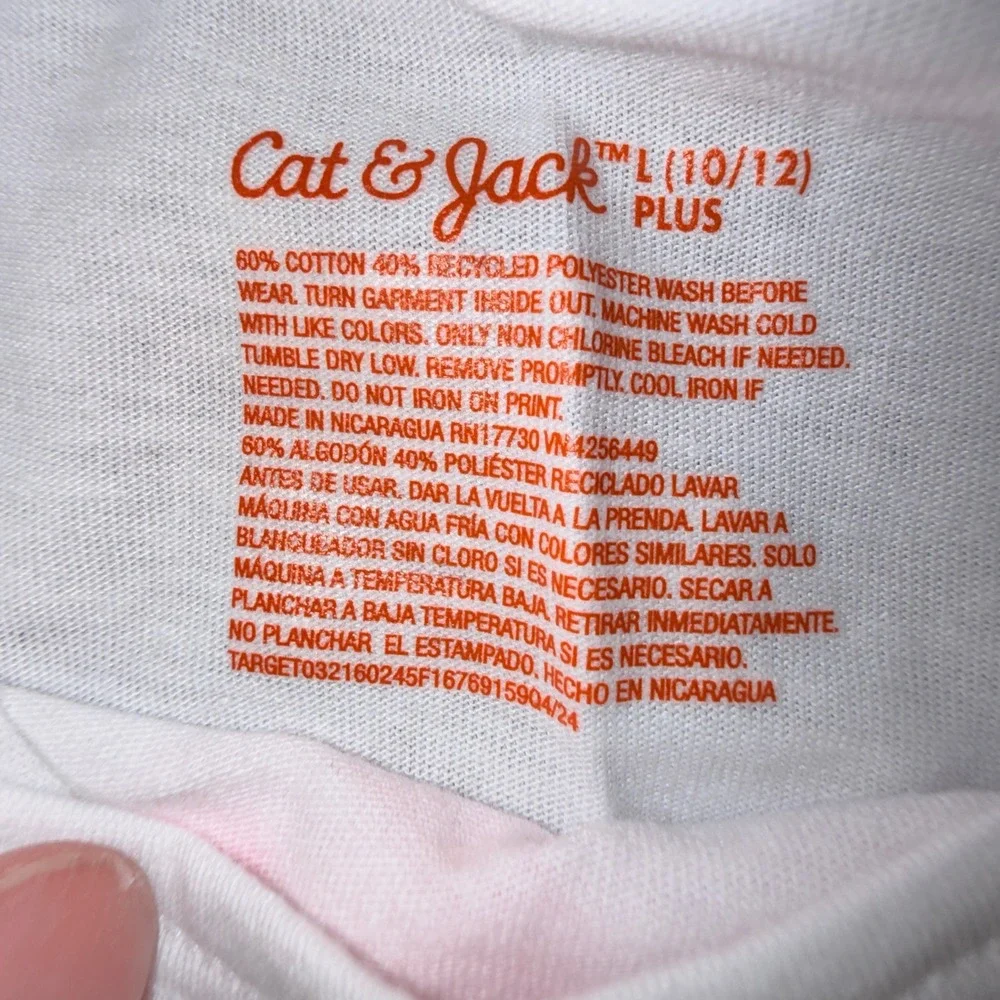 Cat & Jack Tank Top Kids L 10/12 Plus New White Peace Love Smiley Graphic